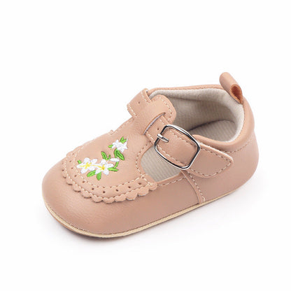 Baby Embroidered PU Leather Soft Bottom Non-slip Toddler Shoes