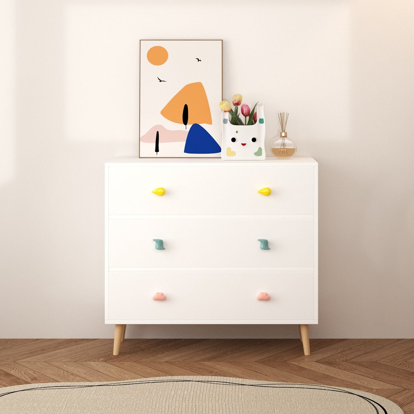 3 Drawer Dresser, Storage Cabinet With Anti Tip Safety