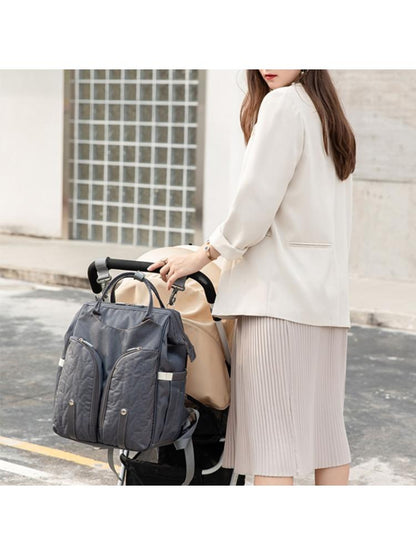 Large Capacity Diaper Backpack with Folding Crib Travel Organizer