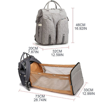 Large Capacity Diaper Backpack with Folding Crib Travel Organizer