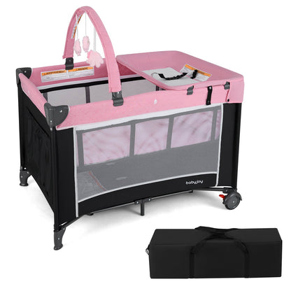 3-in-1 Portable Baby Crib and Playpen with Changing Table