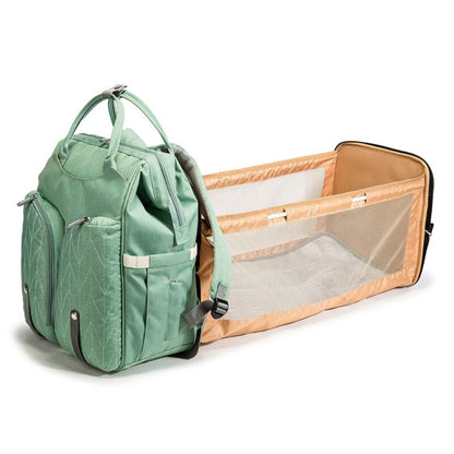 Large Capacity Diaper Backpack with Folding Crib Travel Organizer