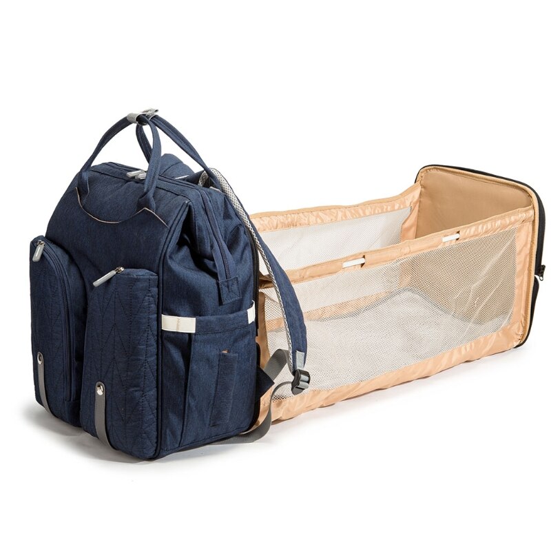 Large Capacity Diaper Backpack with Folding Crib Travel Organizer