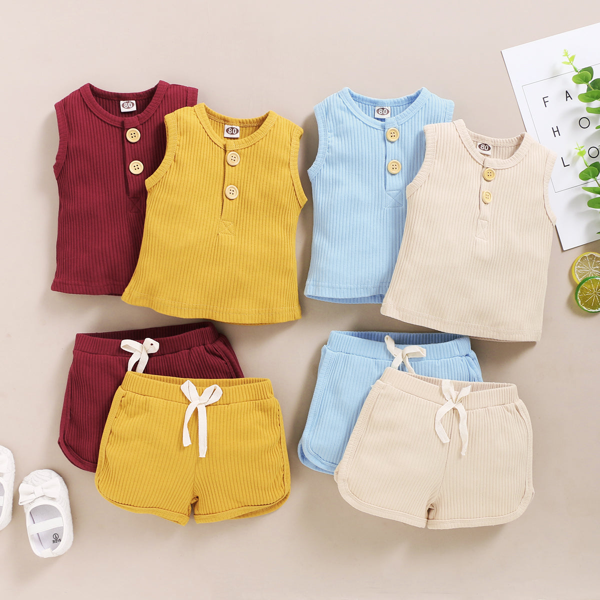 Baby Toddler Sleeveless Vest and Shorts Outfit Clothing Set