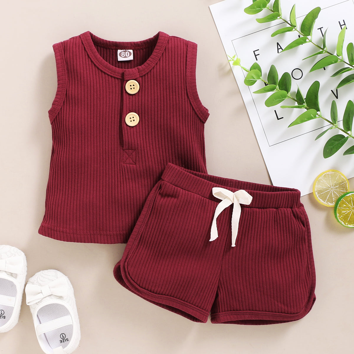 Baby Toddler Sleeveless Vest and Shorts Outfit Clothing Set