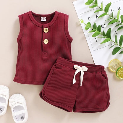 Baby Toddler Sleeveless Vest and Shorts Outfit Clothing Set