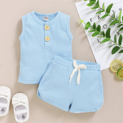 Baby Toddler Sleeveless Vest and Shorts Outfit Clothing Set