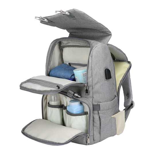 Large Capacity Baby Diaper Backpack with USB Travel Organizer