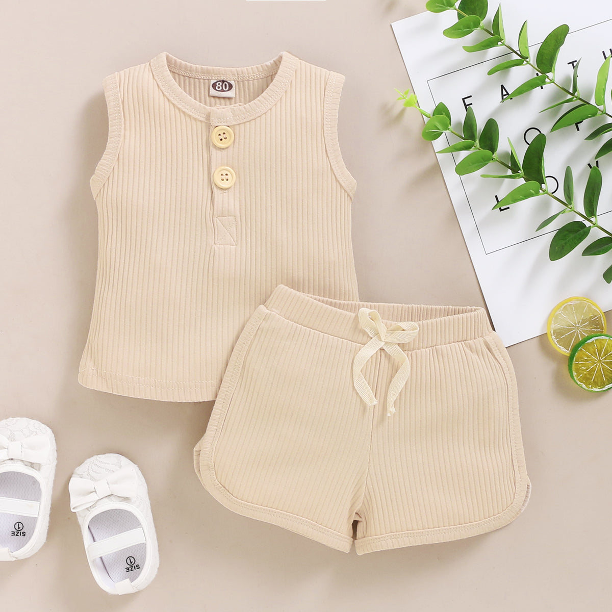 Baby Toddler Sleeveless Vest and Shorts Outfit Clothing Set