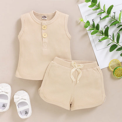Baby Toddler Sleeveless Vest and Shorts Outfit Clothing Set