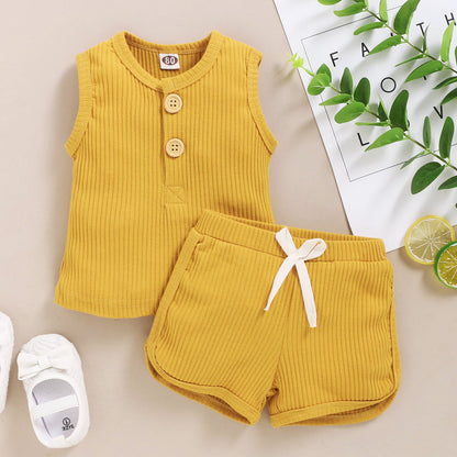 Baby Toddler Sleeveless Vest and Shorts Outfit Clothing Set