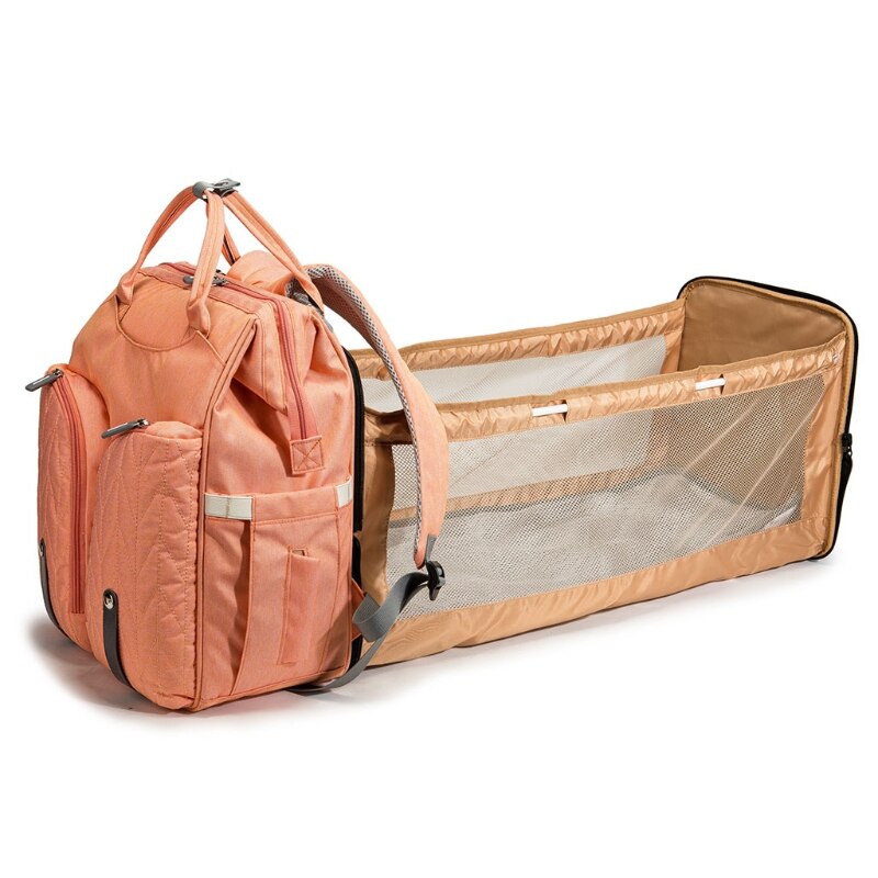 Large Capacity Diaper Backpack with Folding Crib Travel Organizer