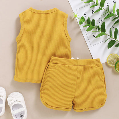 Baby Toddler Sleeveless Vest and Shorts Outfit Clothing Set
