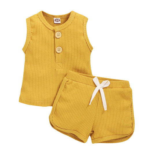 Baby Toddler Sleeveless Vest and Shorts Outfit Clothing Set