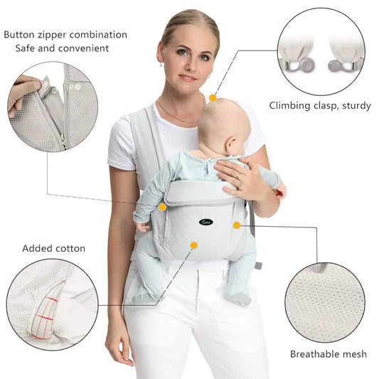 Natural Cotton Ergonomic Baby Carrier Sling for Newborn Toddler