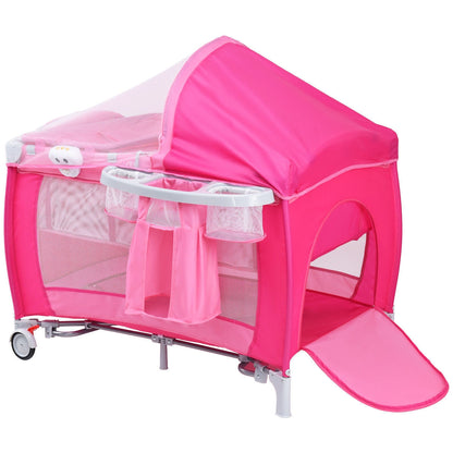 Foldable Baby Crib Playpen with Mosquito Net and Bag